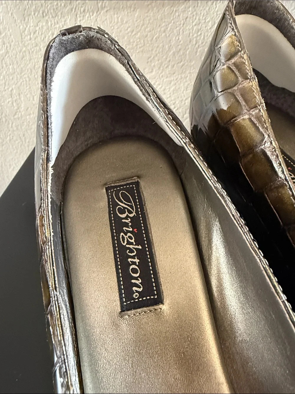 Brighton Harem Glossy Croc Pattern Wedges Heels
